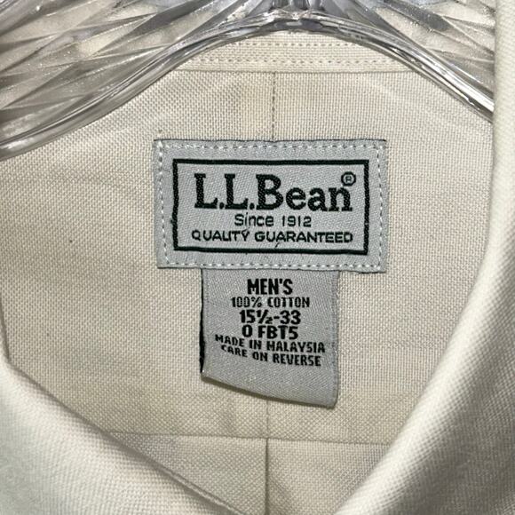L.L. Bean Wrinkle Resistant Off White Men’s Dress Shirt 151/2-33 - read - Picture 6 of 8